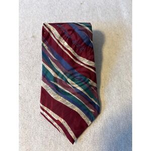JT Beckett Necktie Mens One Size Burgundy Blue Abstract John 3:16 Good Wide Silk